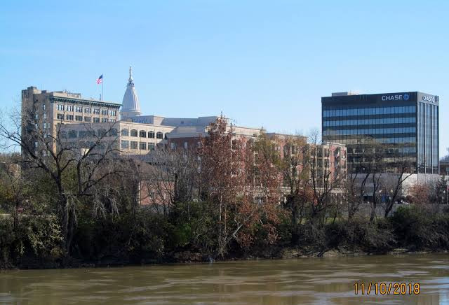 Downtown Lafayette skyline along the Wabash River